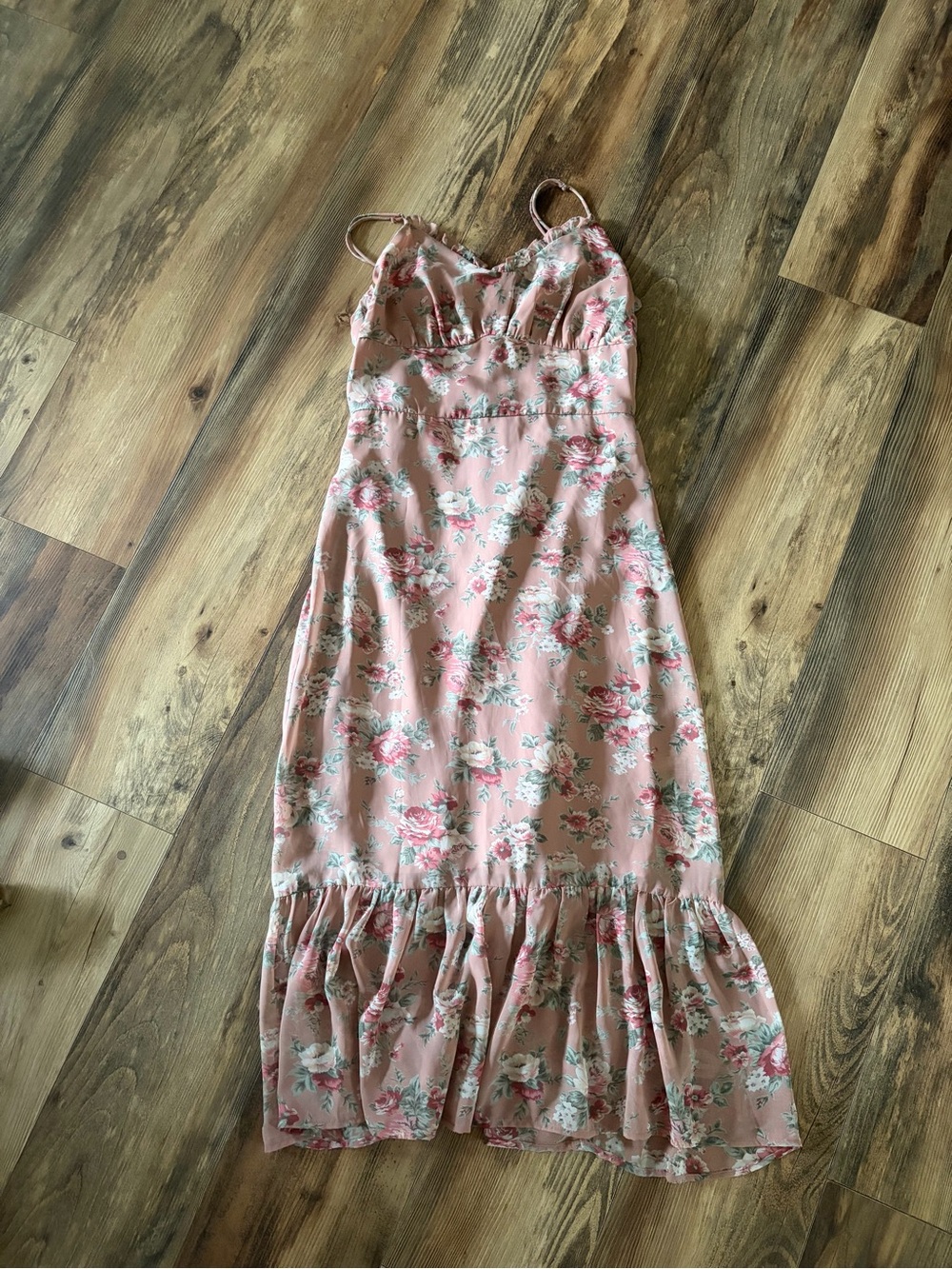 Dress Forum Blush Pink Floral Maxi with Ruffle Hem